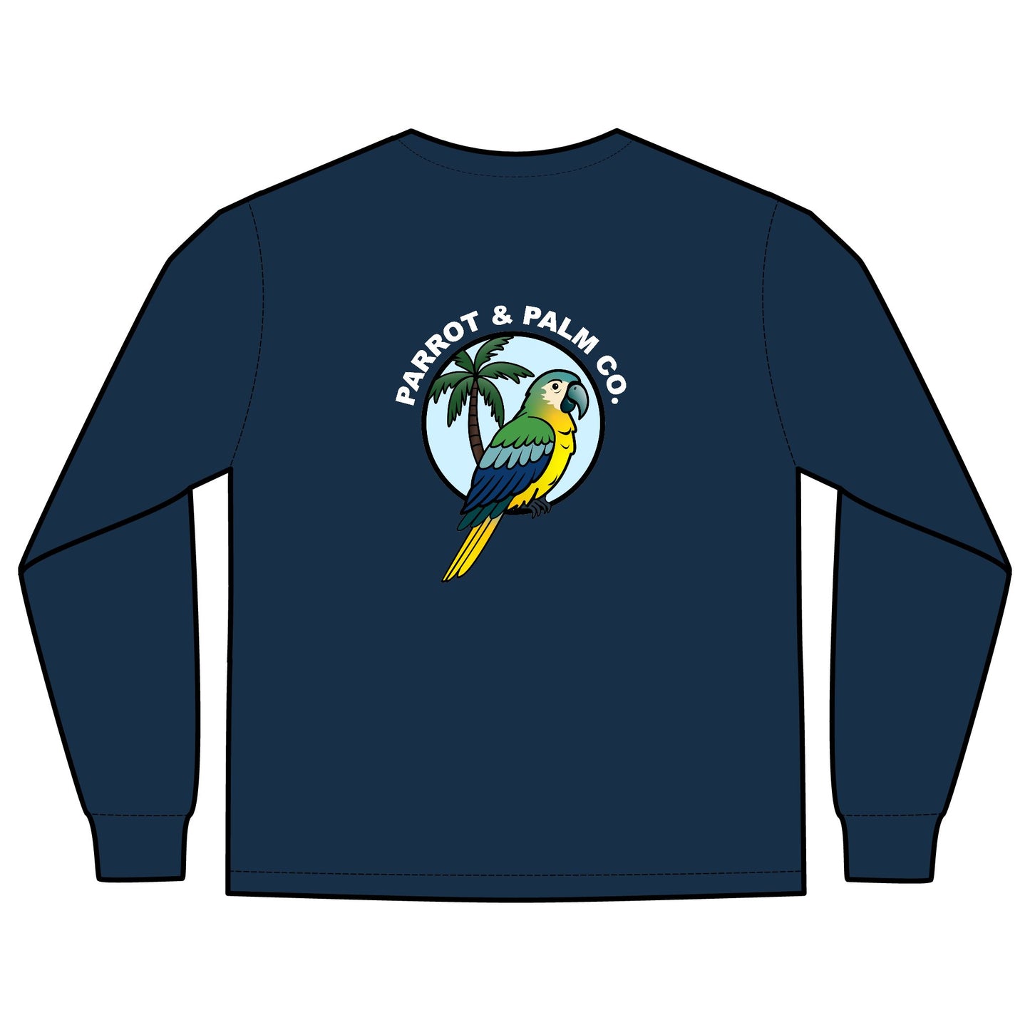 P & P Blue Parrot Long Sleeve Pocket T-Shirt