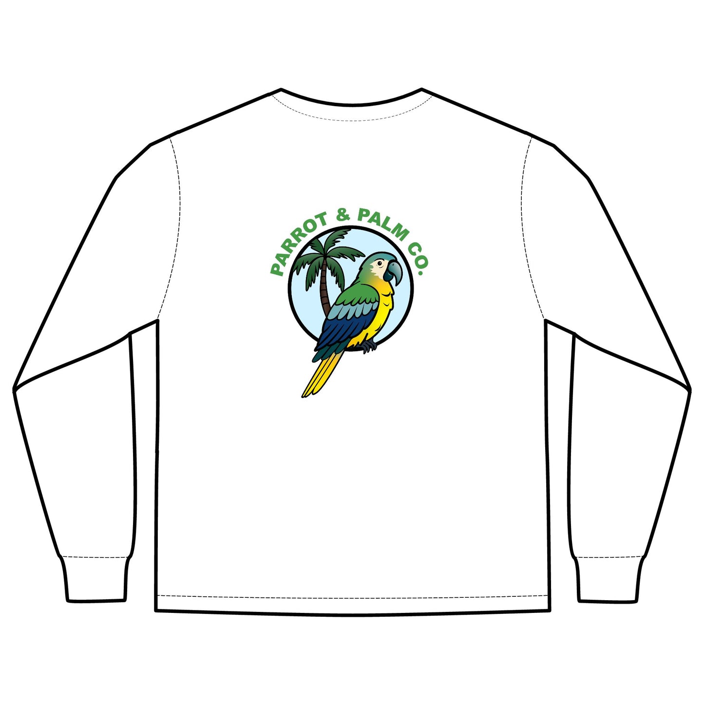 P & P Blue Parrot Long Sleeve Pocket T-Shirt