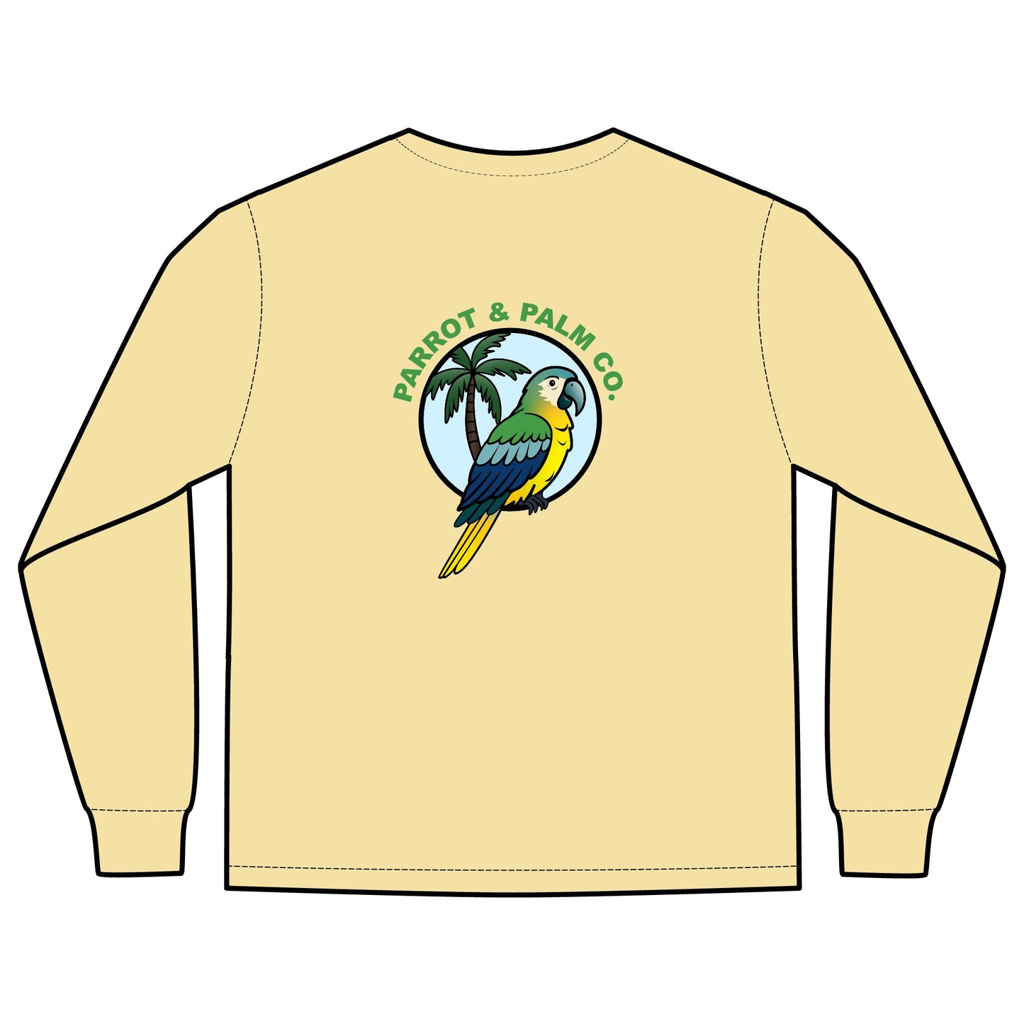 P & P Blue Parrot Long Sleeve Pocket T-Shirt