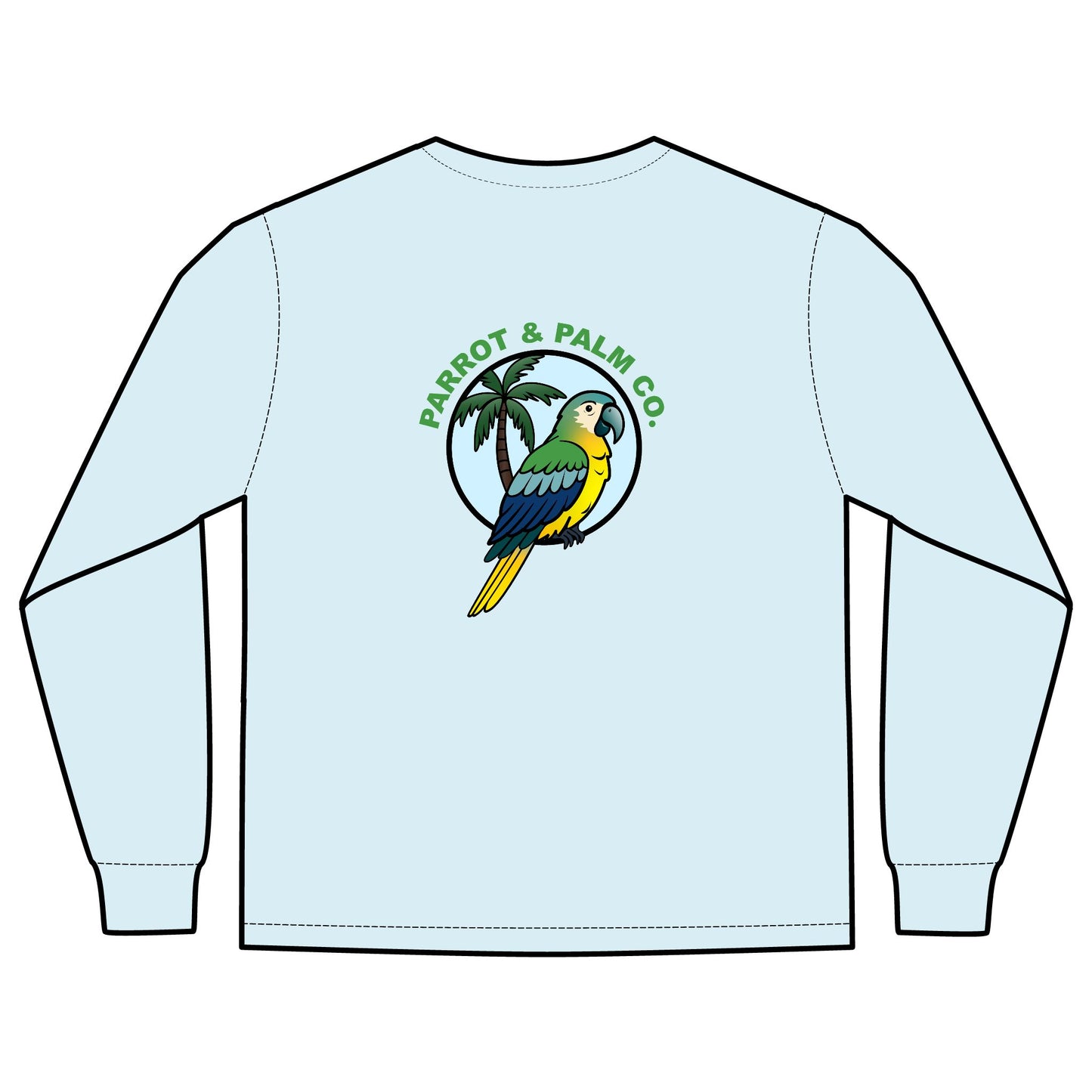 P & P Blue Parrot Long Sleeve Pocket T-Shirt
