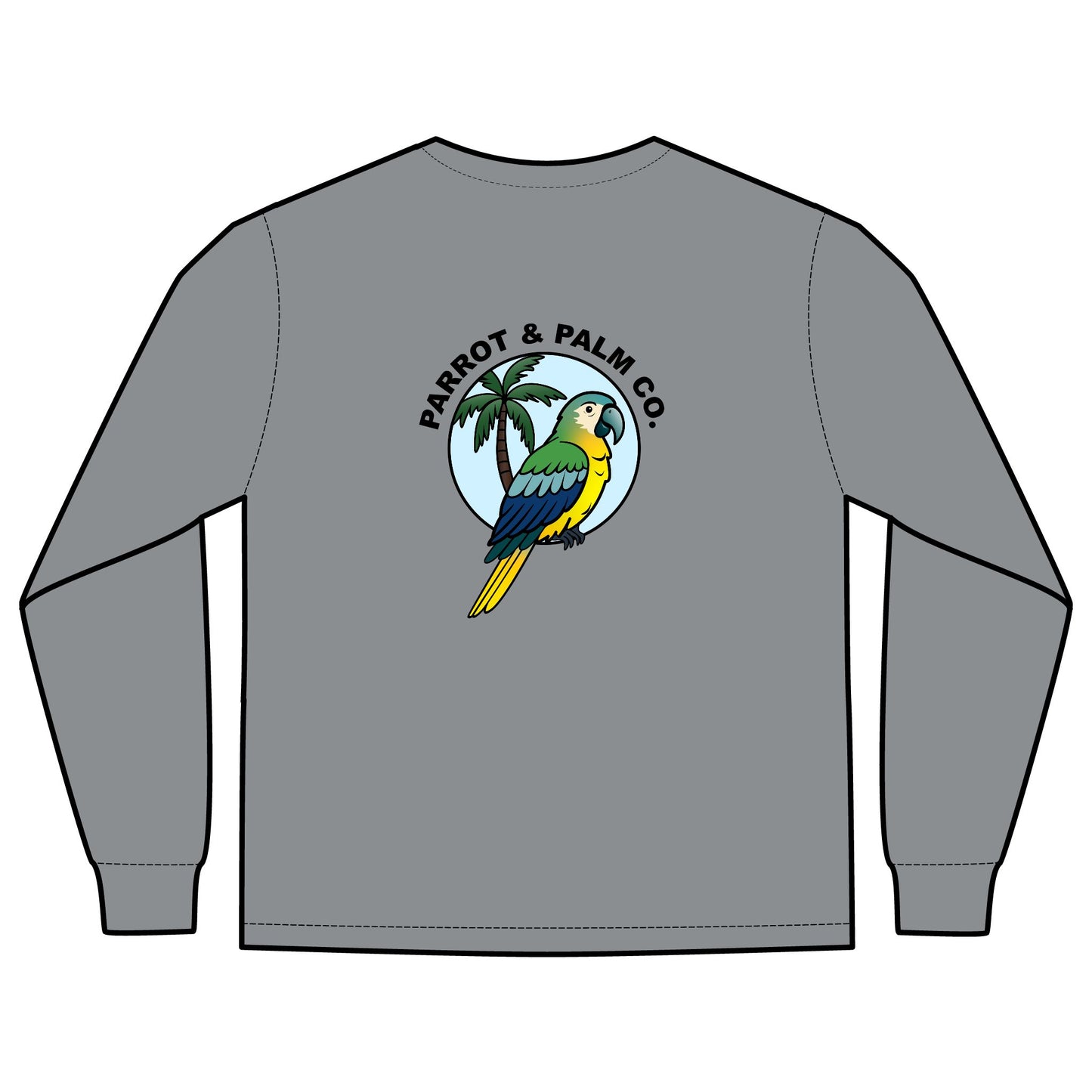 P & P Blue Parrot Long Sleeve Pocket T-Shirt